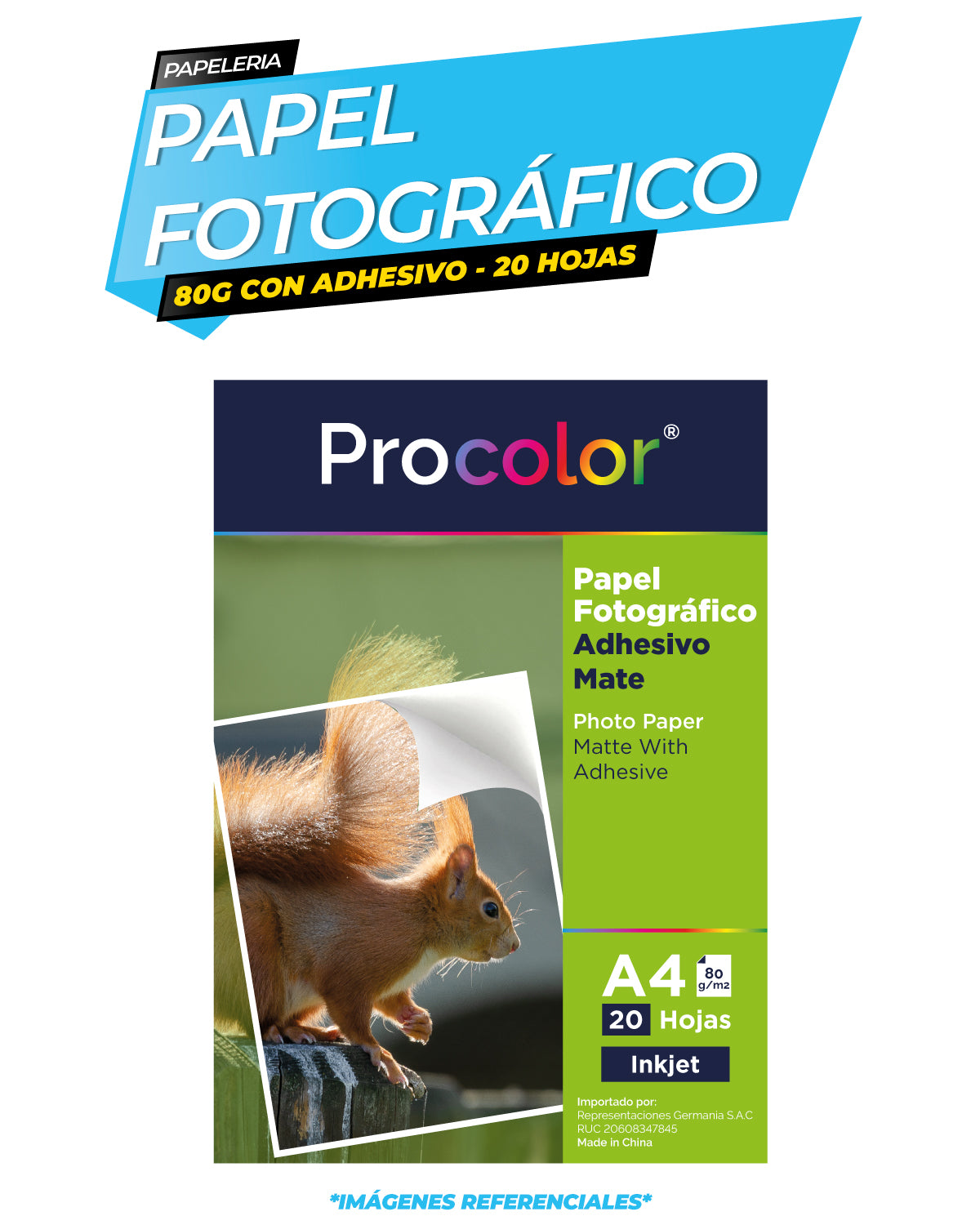 Papel Fotográfico Adhesivo Mate 80 gr. A4-20H Procolor