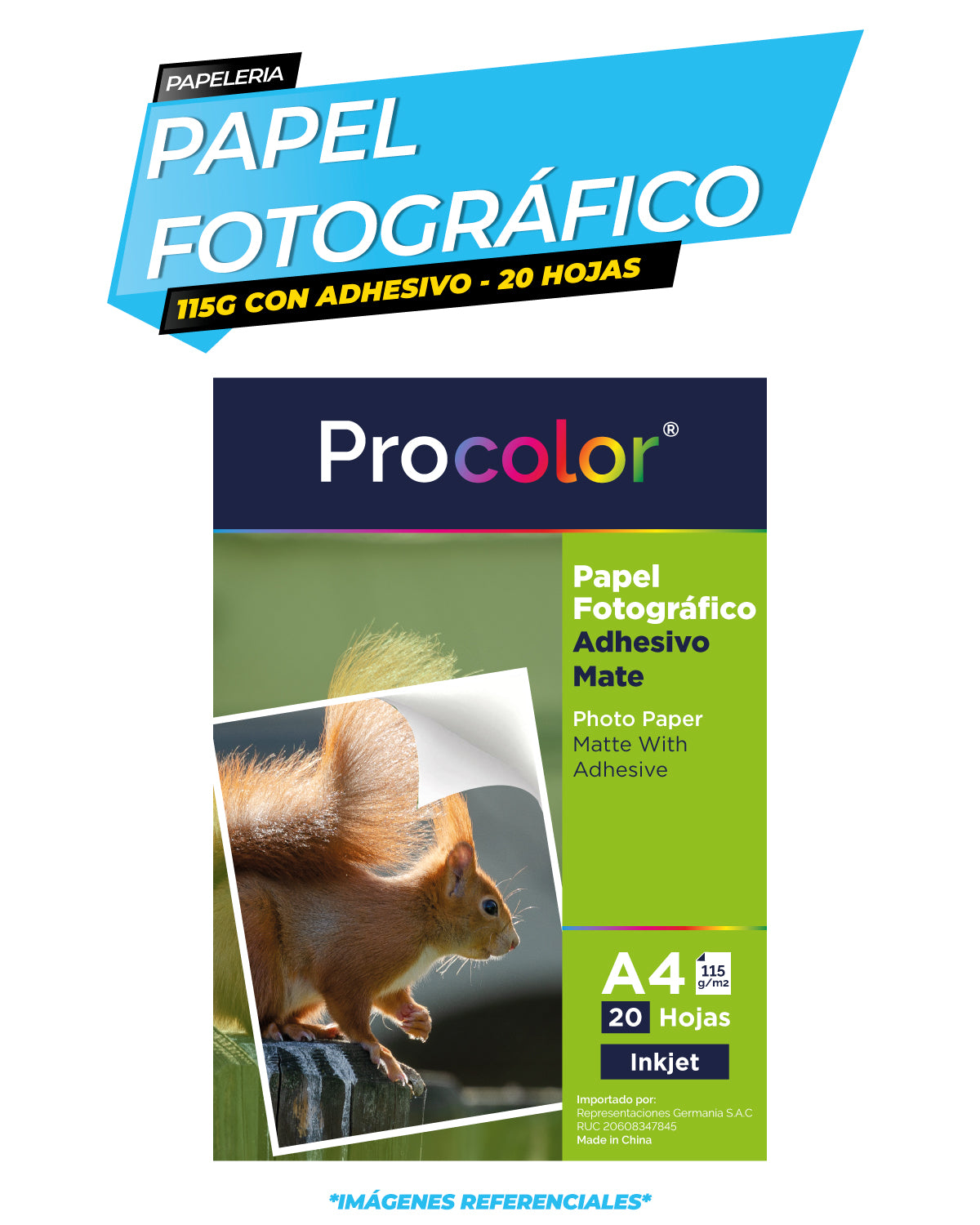 Papel Fotográfico Adhesivo Mate 115 gr. A4-20H Procolor