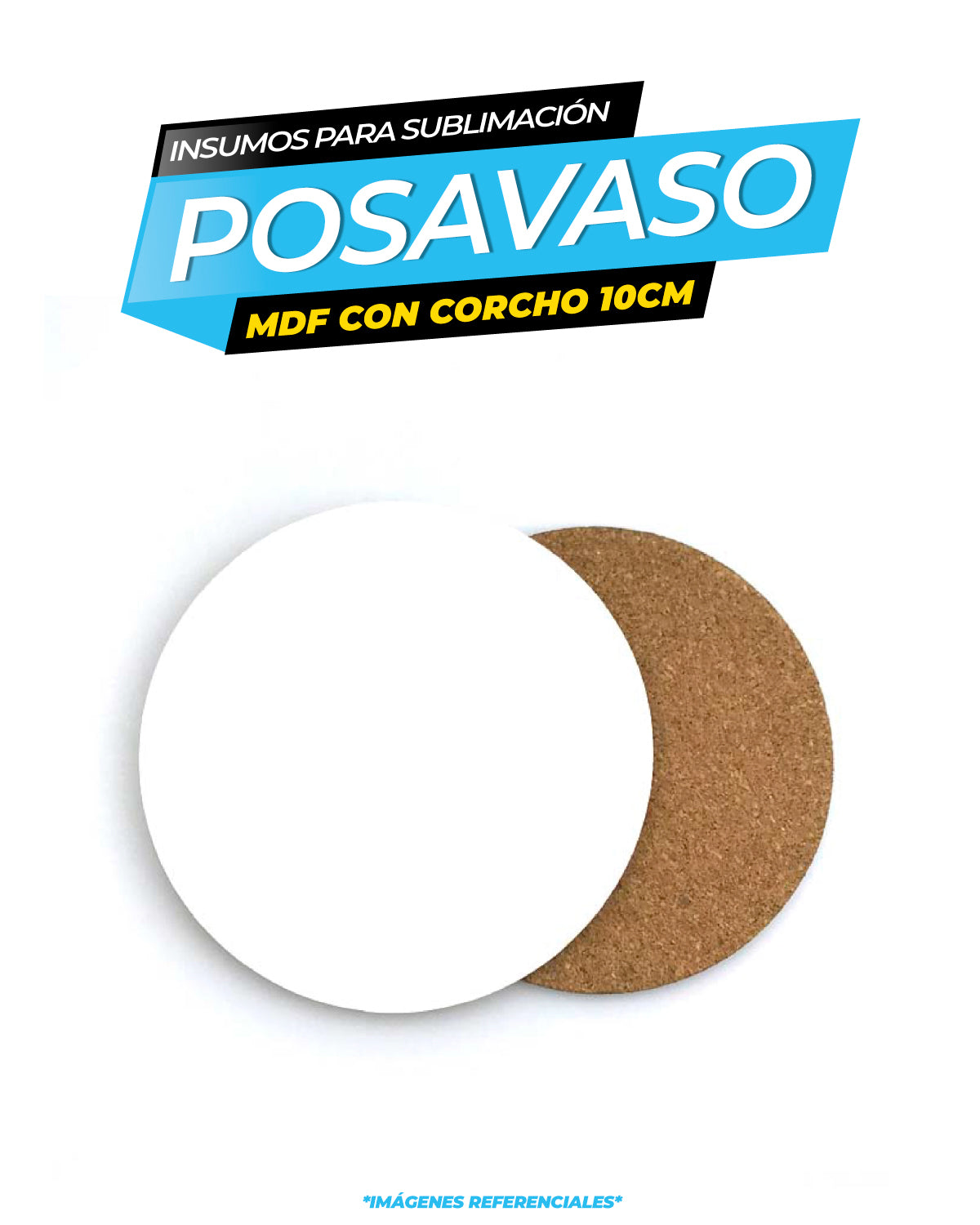 Posavaso Circular de MDF con Corcho para Sublimación – 10cm