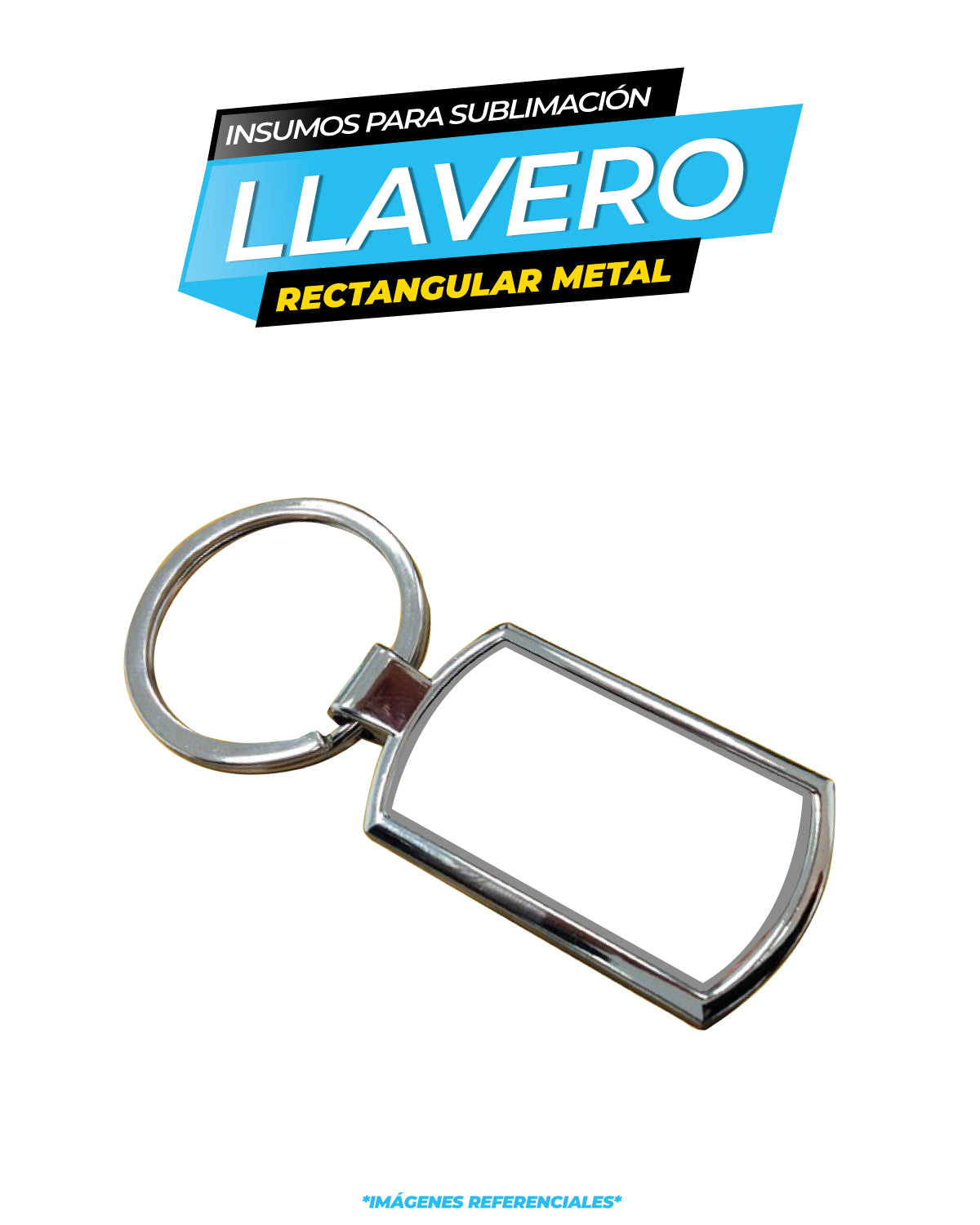 Llavero Metálico Rectangular para Sublimación