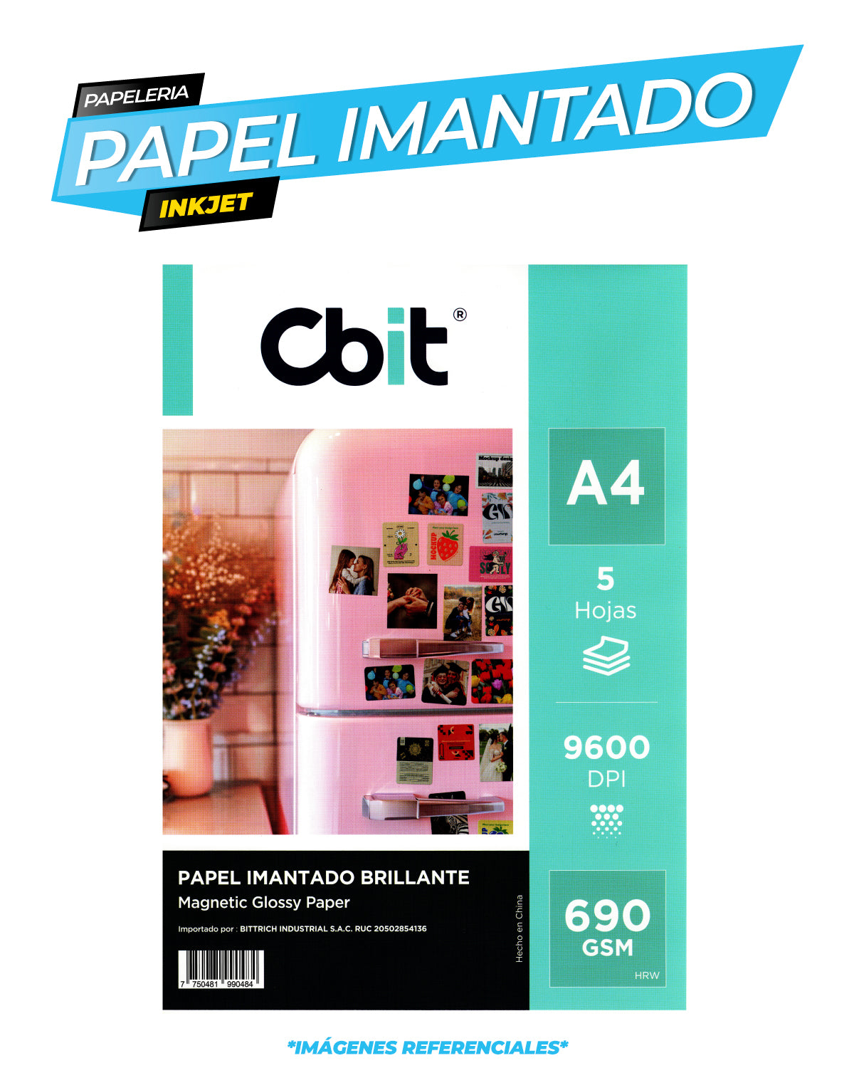 Papel Imantado Inkjet Brillante - 5 unidades A4 / CBIT