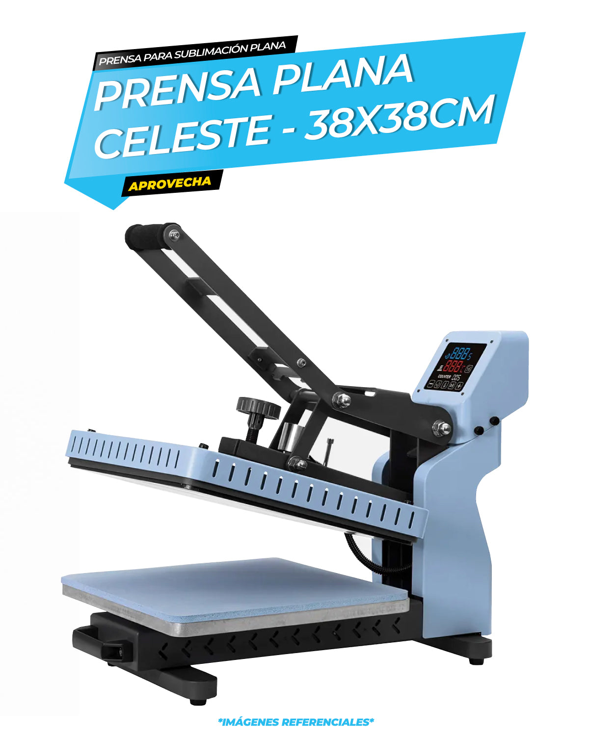 Prensa Plana Manual 38x38cm con Bandeja Deslizante