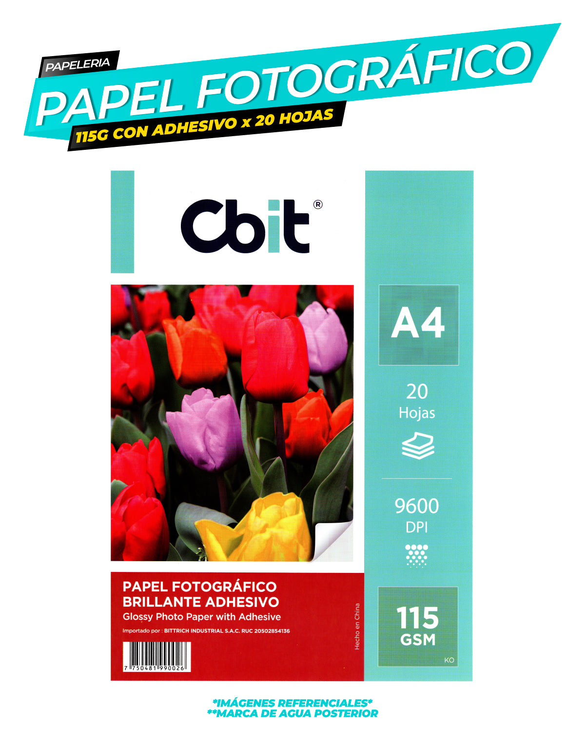 Papel Fotográfico Adhesivo 115 gr. A4-20H Cbit