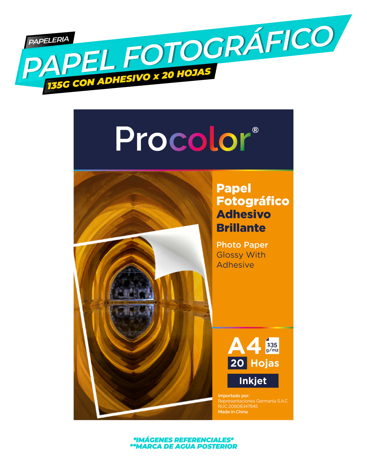 Papel Fotográfico Adhesivo 135 gr. A4-20H Procolor
