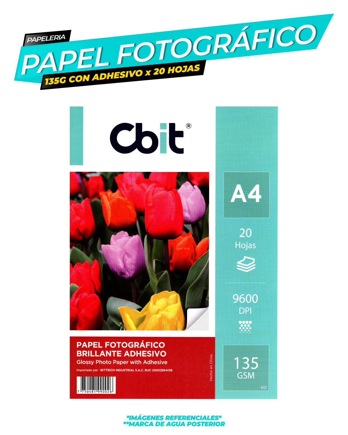 Papel Fotográfico Adhesivo 135 gr. A4-20H Cbit