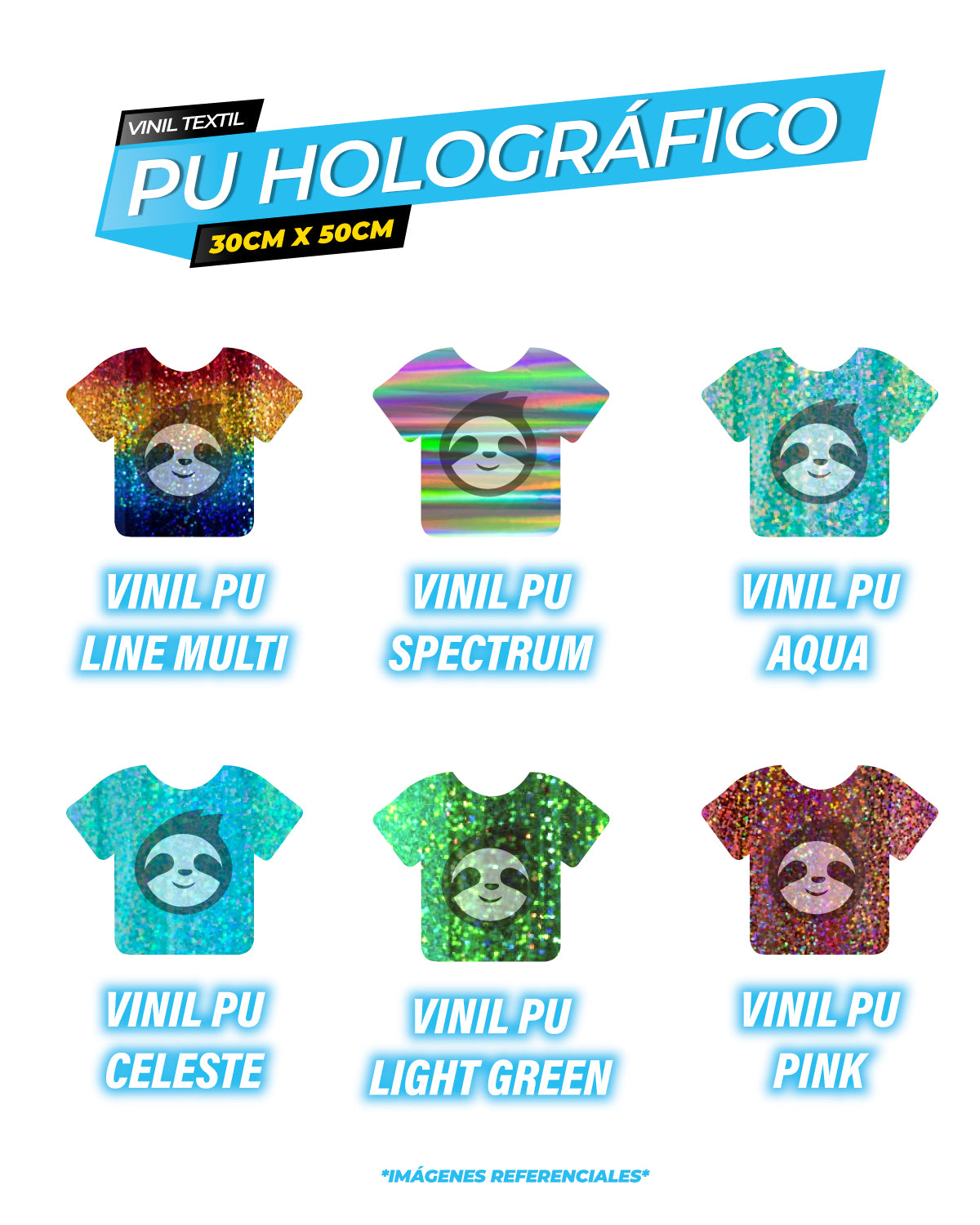 Vinil textil PU HOLOGRÁFICO 30CM X 50CM