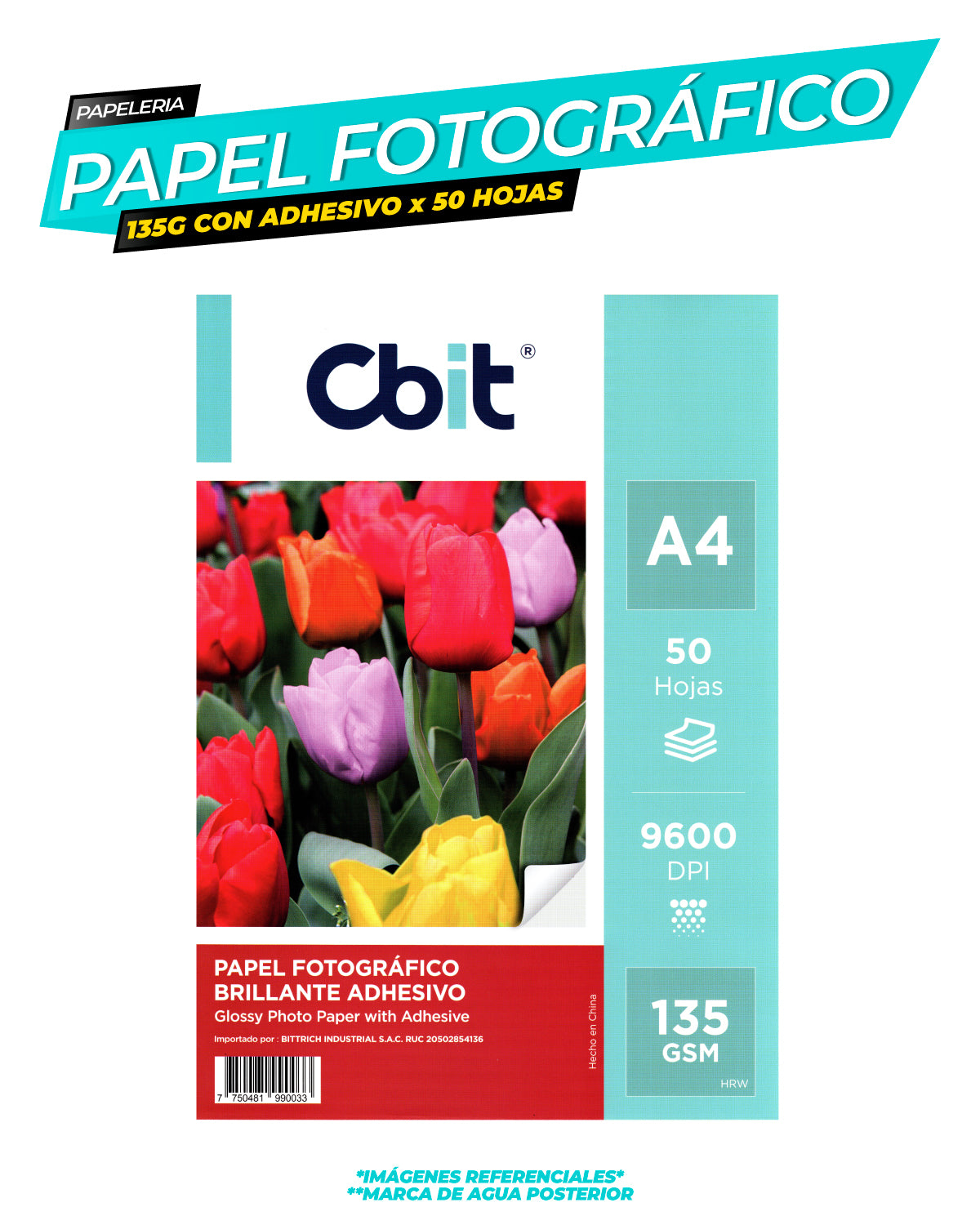 Papel Fotográfico Adhesivo 135 gr. A4-50H Cbit