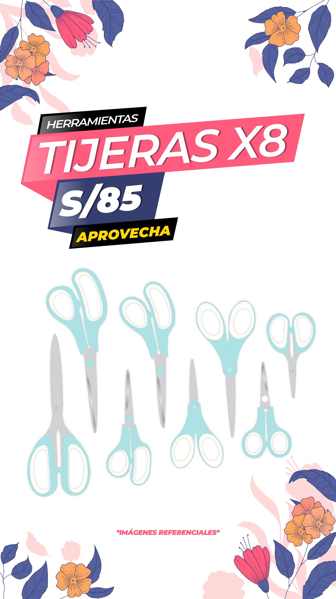 Pack Tijeras de 8 piezas - Celeste / We R Makers