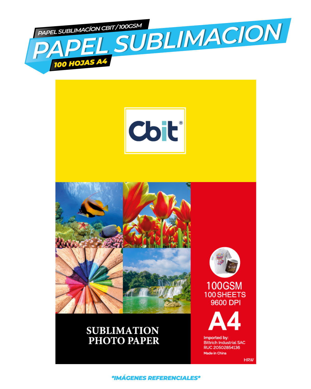 PAPEL PARA SUBLIMACION DE 100GMS PACK A4X100UND / CBIT