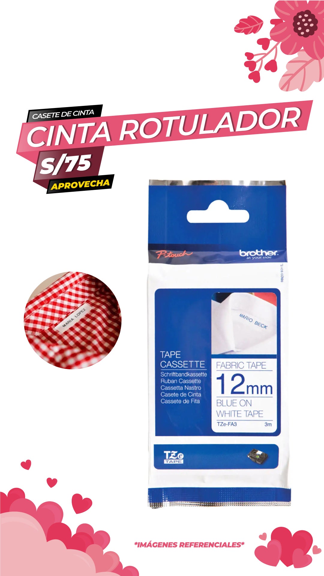 Cinta laminada Brother TZe-FA3