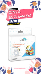Cinta Espumada Doble Cara Blanco 3D - 2cm x 10mt x 2mm / Lideart