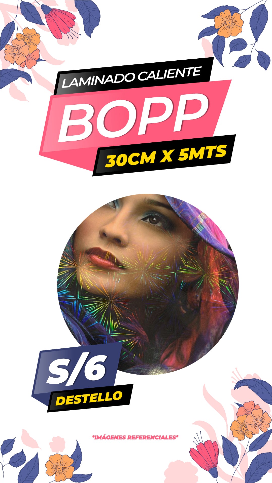 Rollo bopp holográfico DESTELLO / 30CMX5M