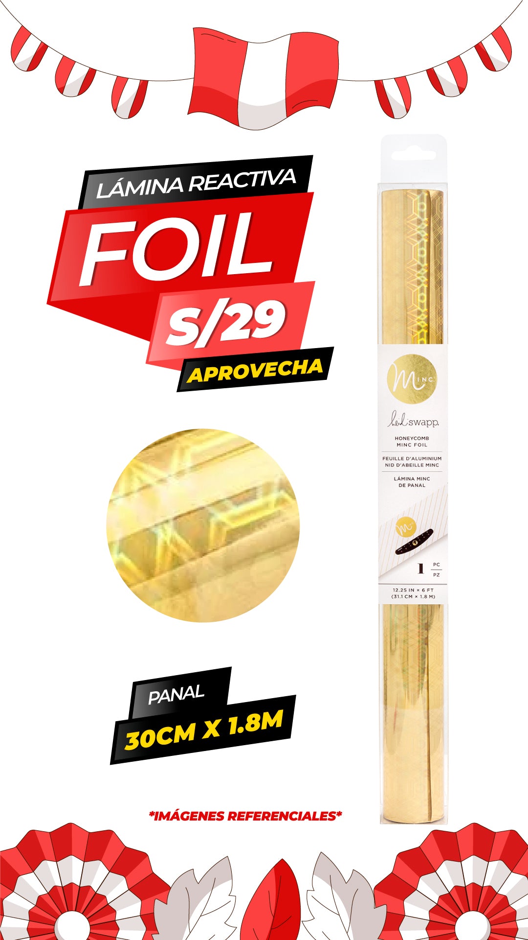 Heidi Swapp Minc Reactive Foil / 31.1 cm - 1.8 mt / HONEYCOMB