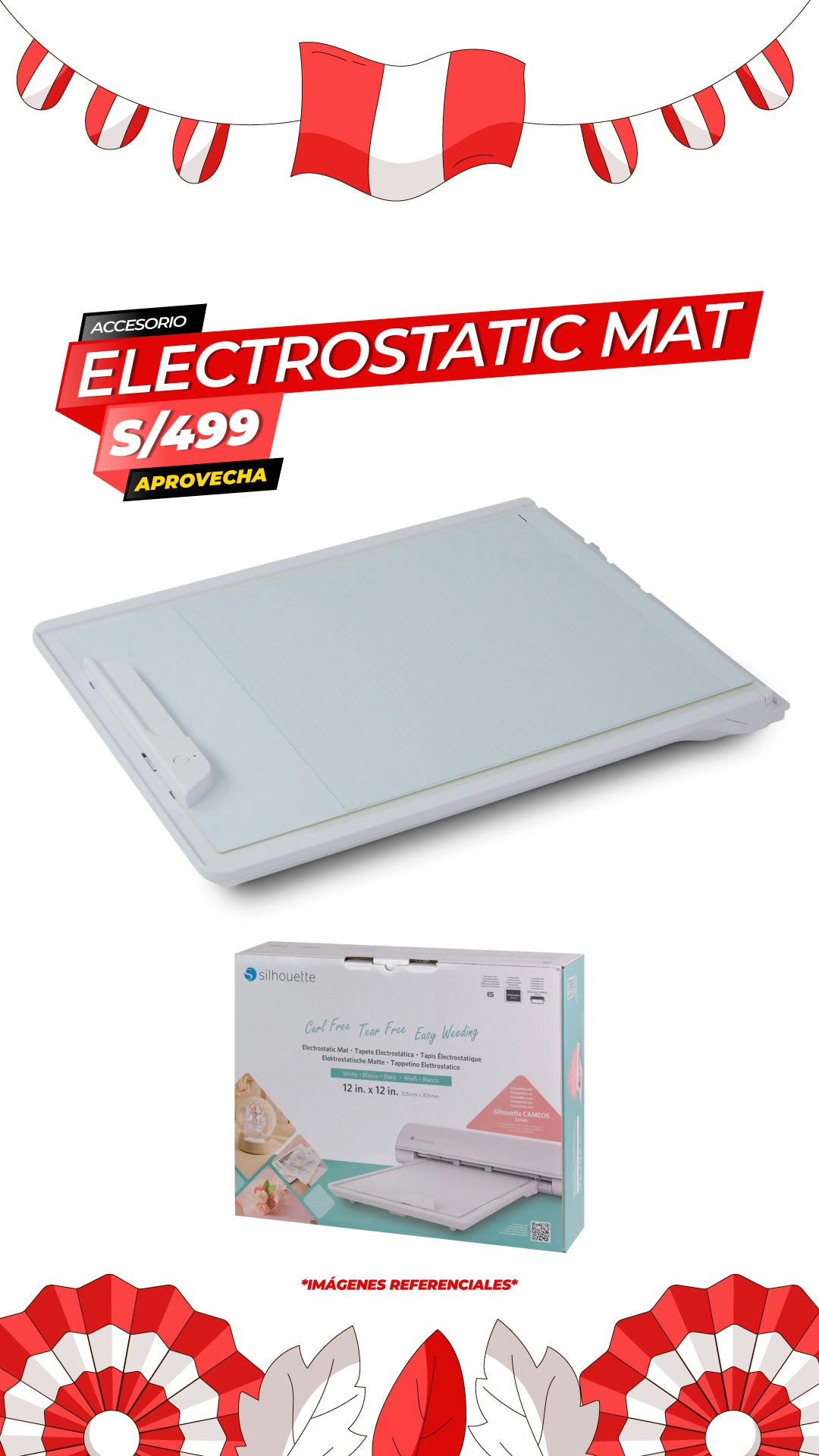 Alfombrilla de corte electrostática para Cameo 5 - 30.5 cm x 30. 5cm - Blanco / Silhouette