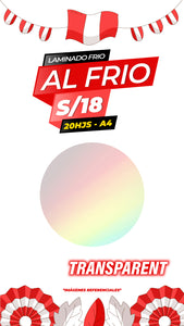 Laminado frio holográfico TRANSPARENT / Pack 20 hojas A4
