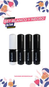 KIT DE 4 BOLIGRAFOS 0.5MM BLANCO Y NEGRO / SILHOUETTE