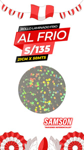 Laminado frio holográfico SAMSON / 21CM X50MTS ROLLO