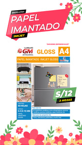 Papel Imantado Foto Gloss Inkjet A4 - 3h