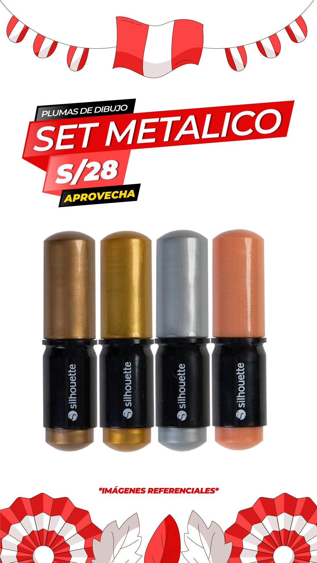 KIT DE 4 BOLIGRAFOS 0.5MM METALICO / SILHOUETTE