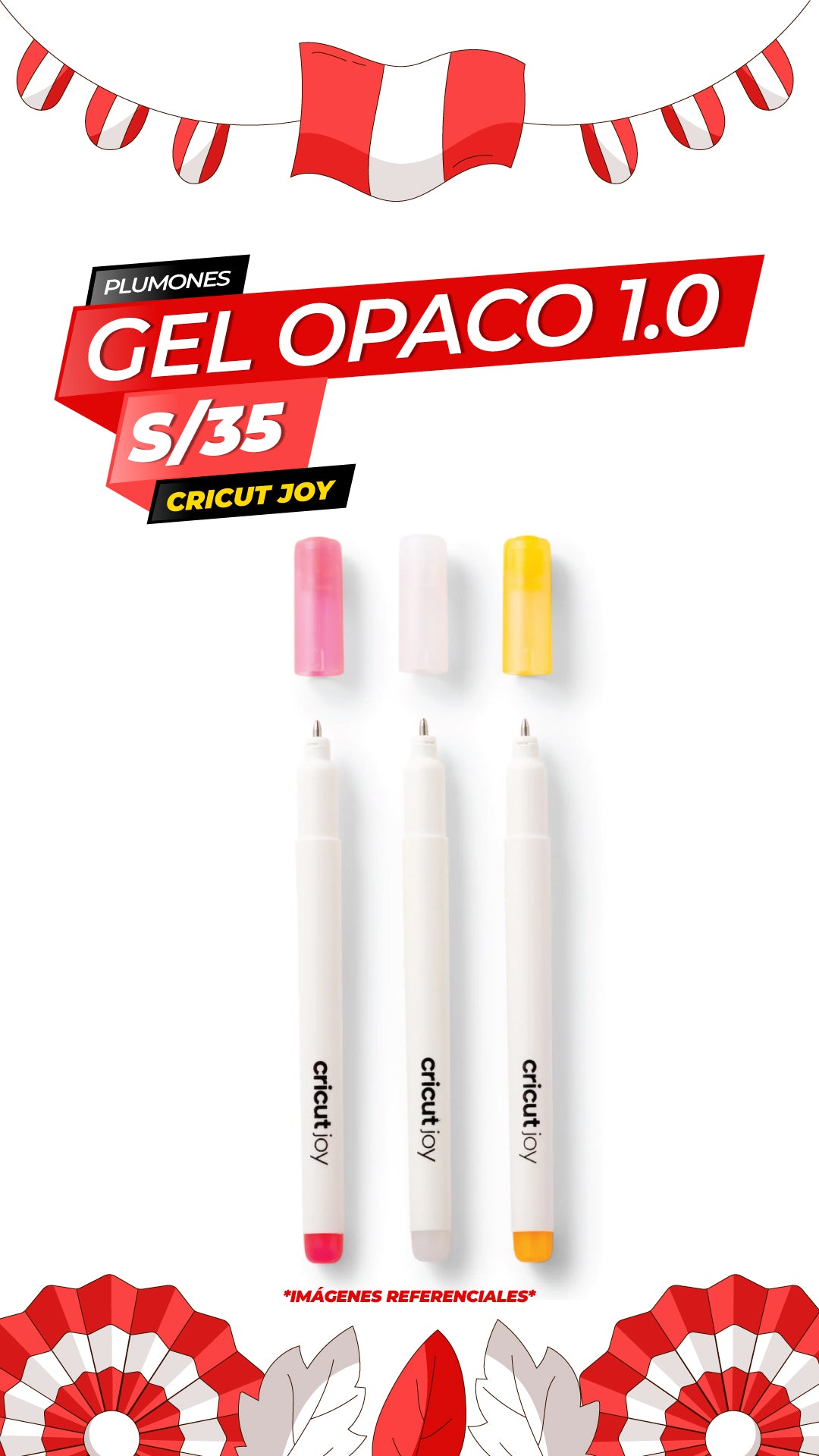 Boligrafos de Gel Opaco 1.0 mm - Rosa - Blanco - Naranja / CRICUT JOY