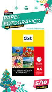 Papel Fotográfico Adhesivo 135 gr. A4-20H Cbit