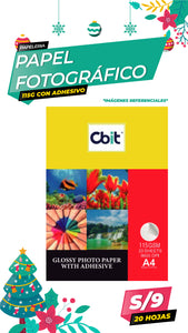 Papel Fotográfico Adhesivo 115 gr. A4-20H Cbit