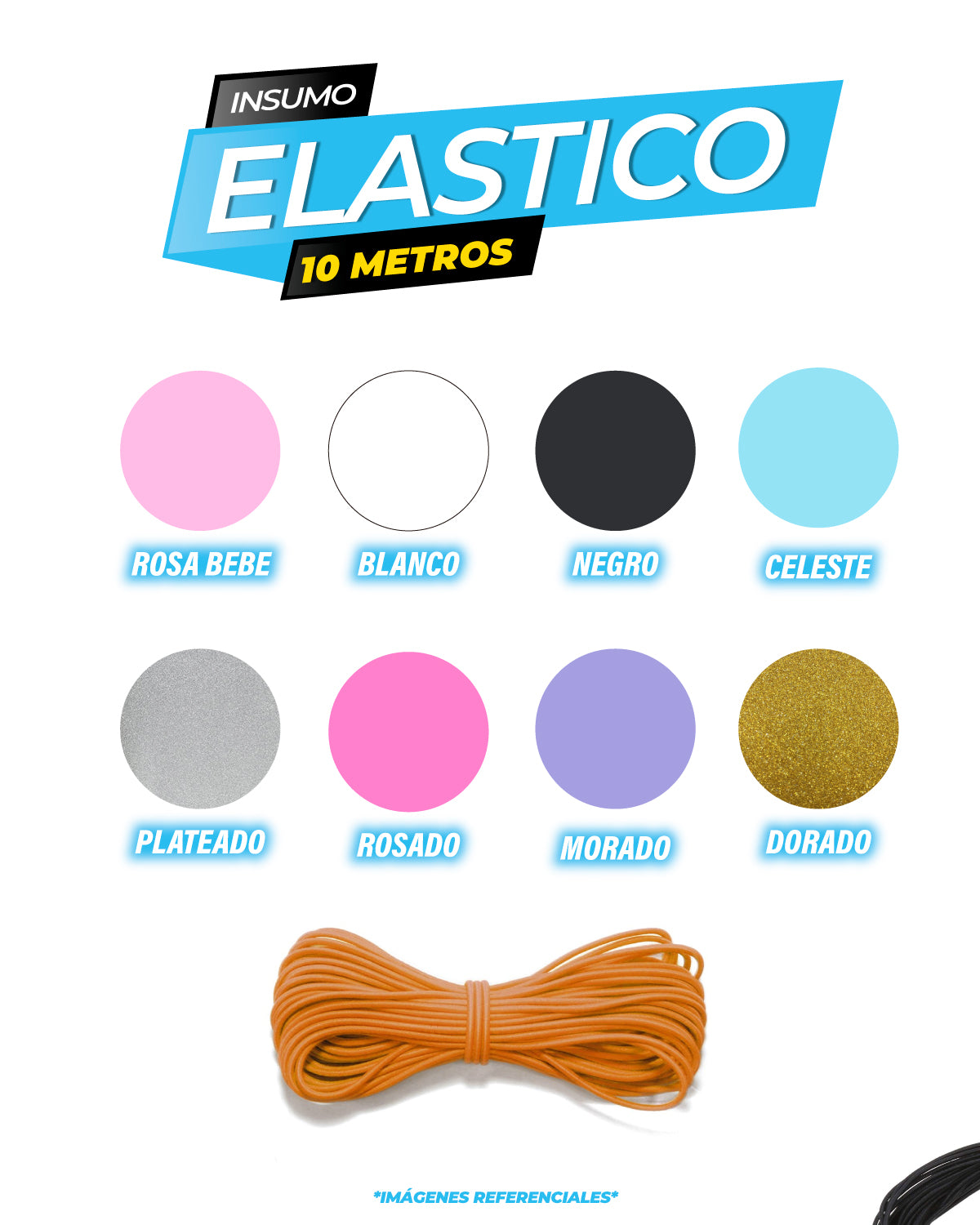 Elastico para Encuadernación / 10 metros / Redondo