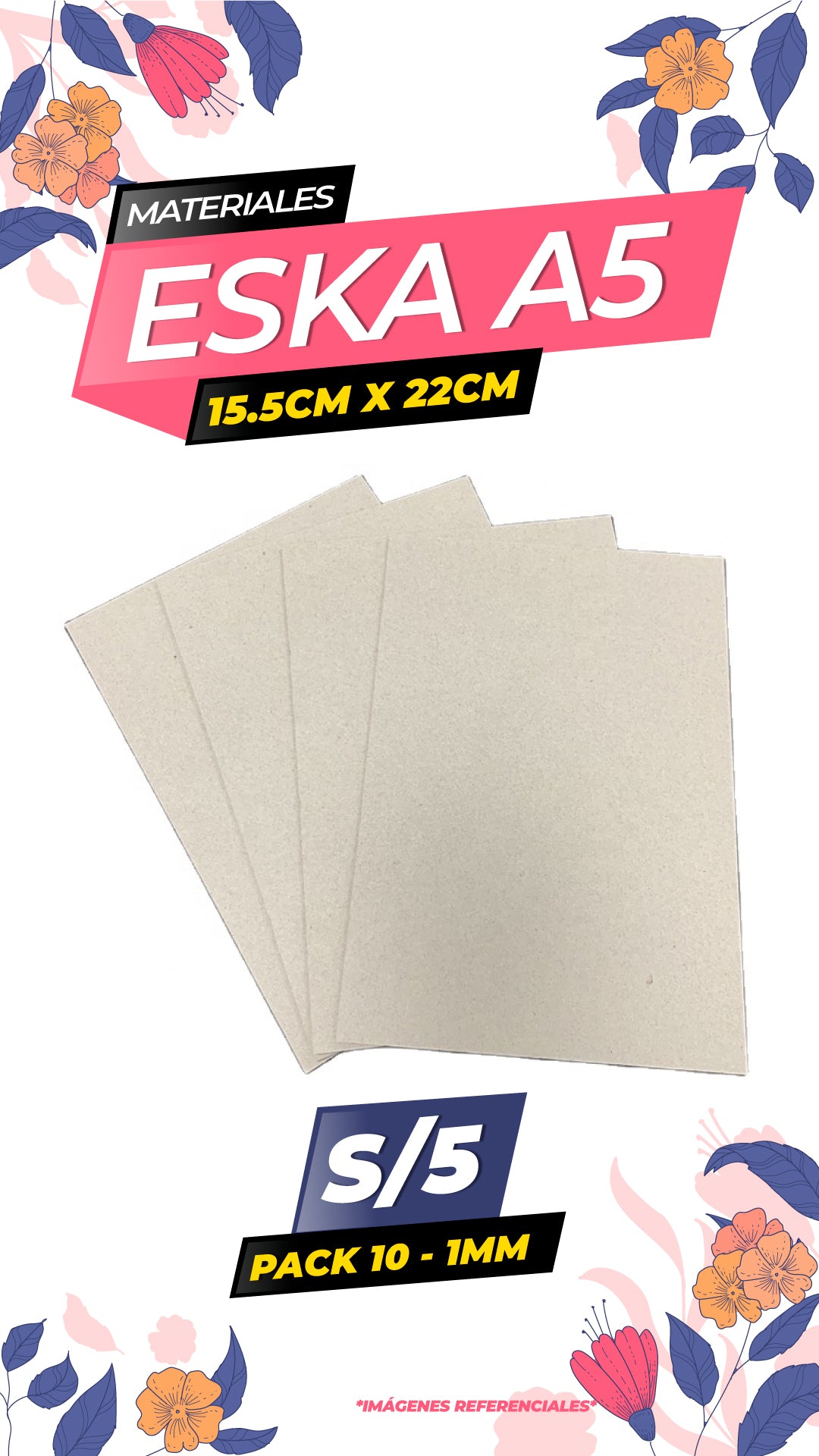 Carton Eska 1mm - 10 Unidades / A5 (15.5cm x 22cm)