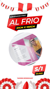 Laminado frio glossy  / 21CM X 100CM
