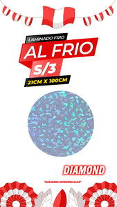 Laminado frio holográfico DIAMOND / 21CM X100CM