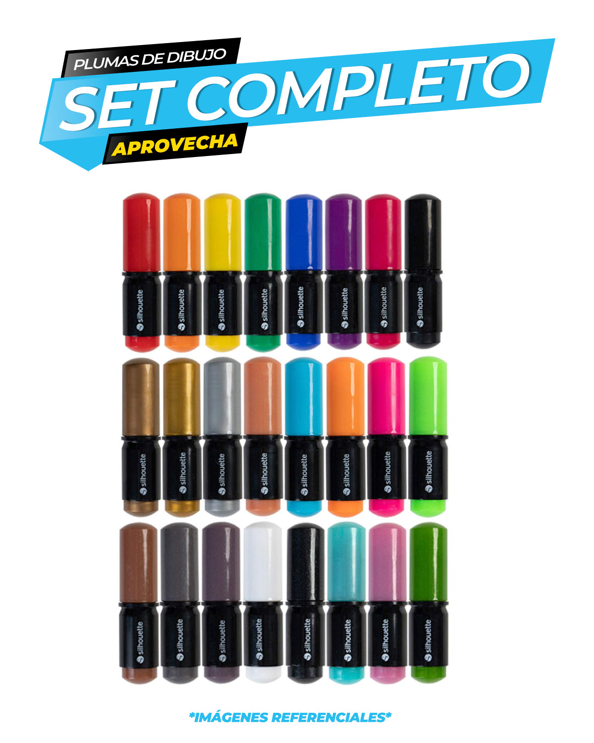 KIT DE 24 BOLIGRAFOS 0.5MM COLORES VARIOS / SILHOUETTE