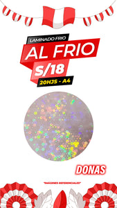 Laminado frio holográfico DONAS / Pack 20 hojas A4