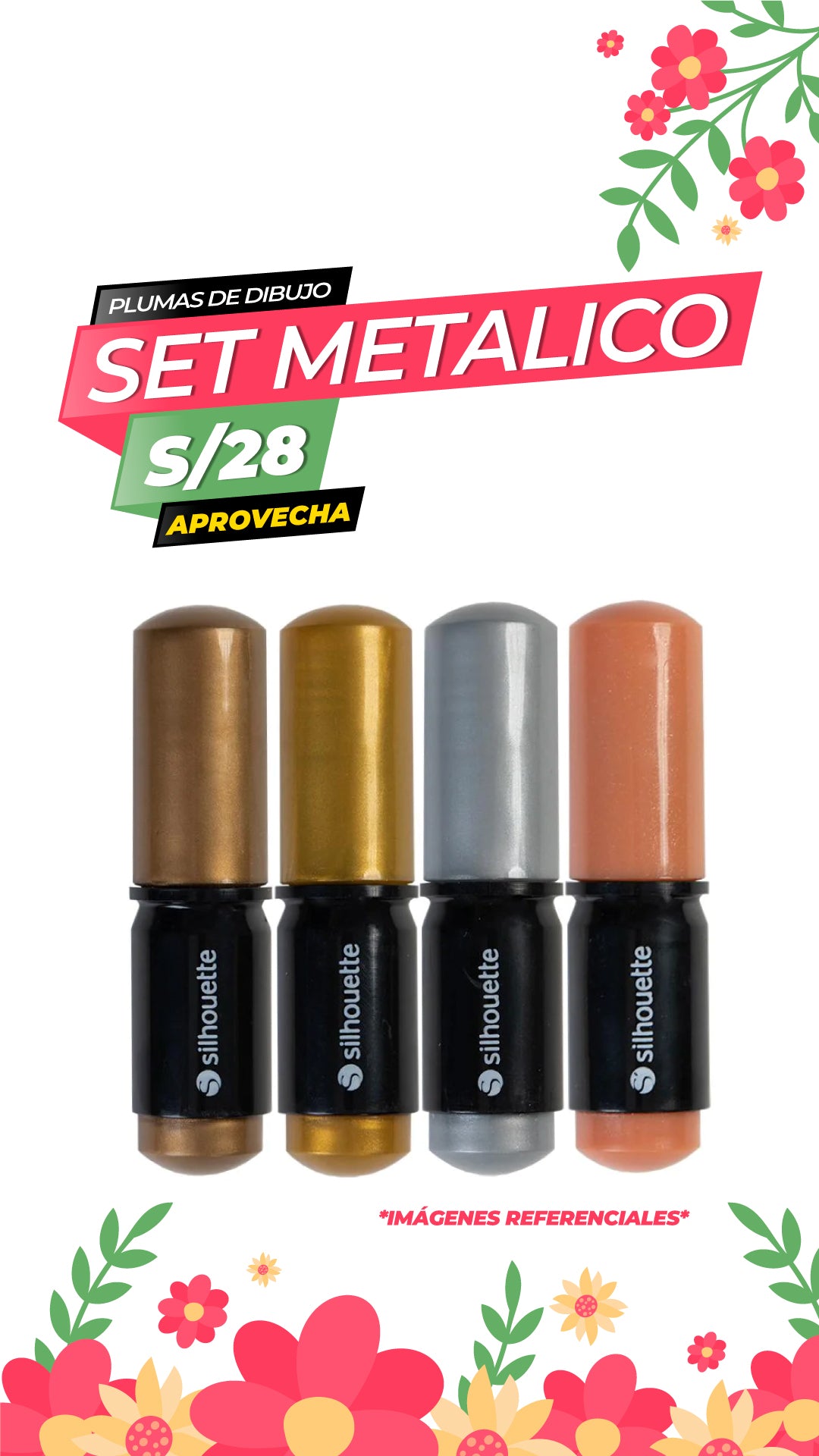 KIT DE 4 BOLIGRAFOS 0.5MM METALICO / SILHOUETTE