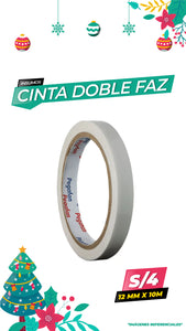 CINTA DOBLE FAZ 12mm X 10mt