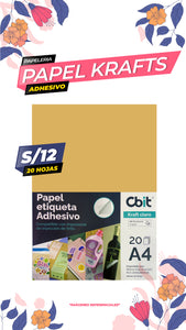 Papel Etiqueta Kraft Claro - A4 - 20 Hojas / Cbit