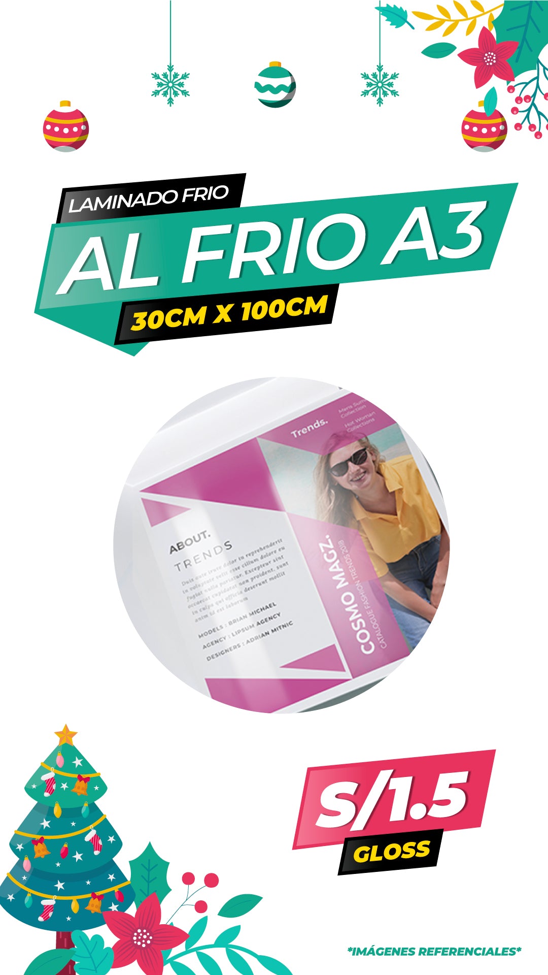 Laminado frio glossy  / 30CM X 100CM / A3