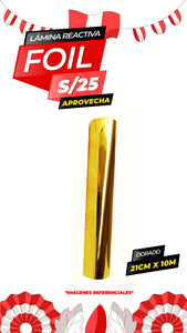 Foil reactivo / 21 cm x 10 mt / Dorado