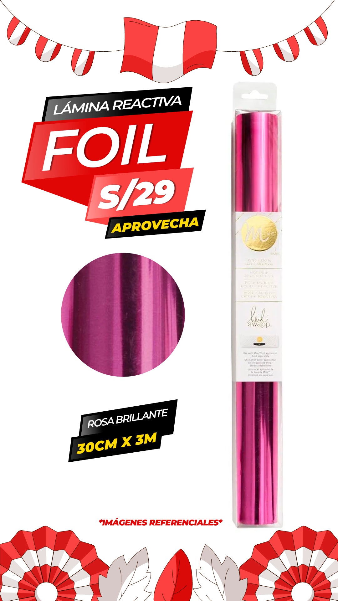 Heidi Swapp Minc Reactive Foil / 31.1 cm - 3 mt / HOT PINK