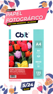 Papel Fotográfico Adhesivo 135 gr. A4-50H Cbit