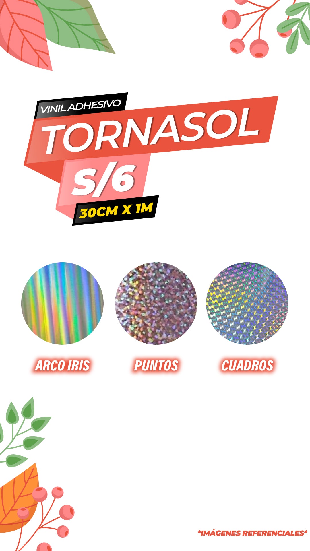 Vinil adhesivo 30cm x 1mt - Tornasol