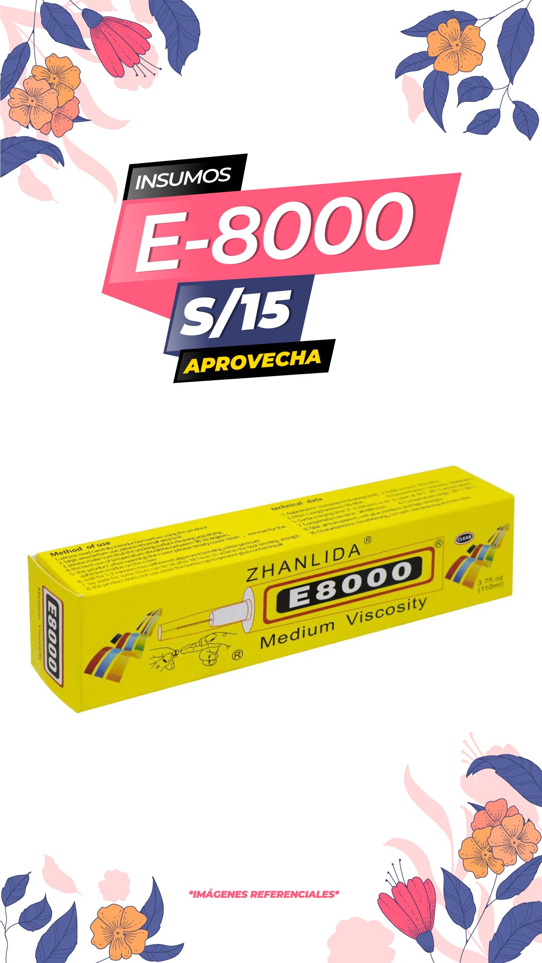 Pegamento E8000 Transparente