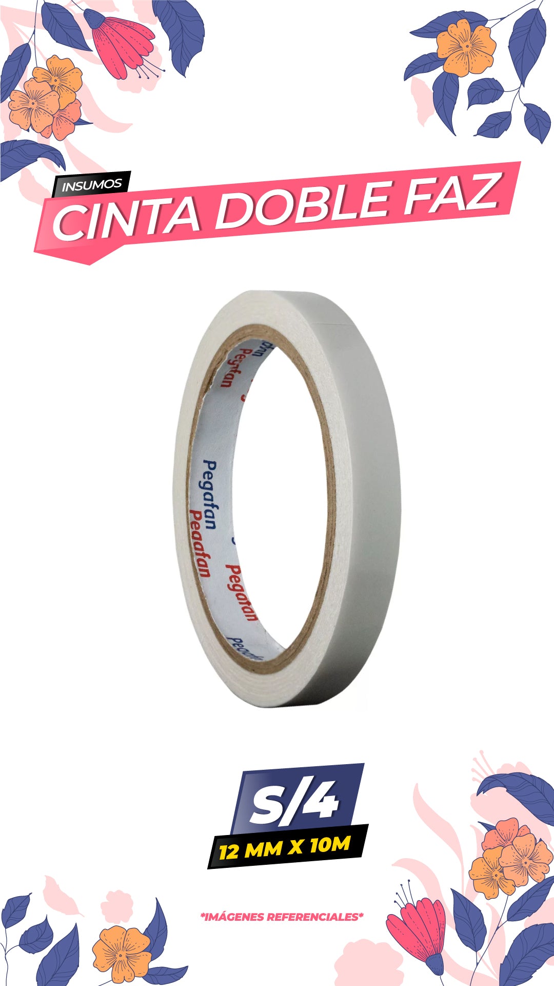 Cinta Doble Contacto 12mm x 10m / Pegafan