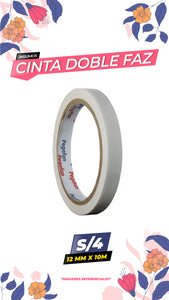 Cinta Doble Contacto 12mm x 10m / Pegafan