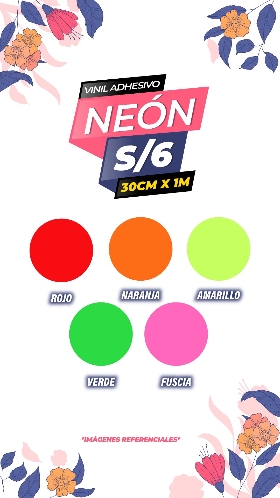 Vinil adhesivo 30cm x 1mt - Neon