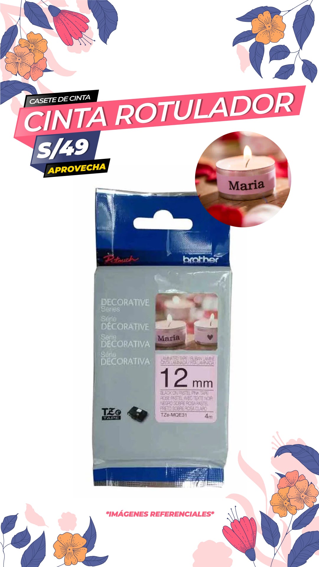 Cinta laminada Brother TZeMQE31