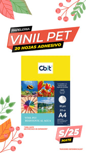 Vinil Adhesivo Pet Blanco Mate. A4-20H