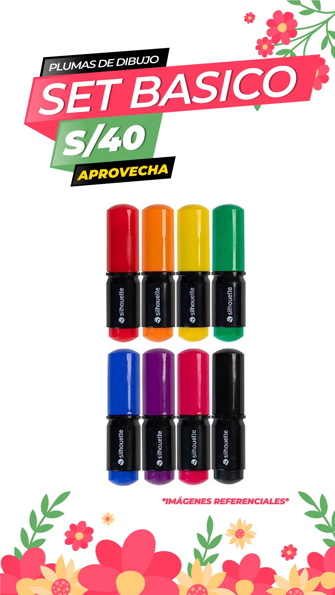 KIT DE 8 BOLIGRAFOS 0.5MM COLORES VARIOS / SILHOUETTE