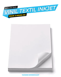 Vinil Textil Imprimible Inkjet  A4 x5 unds -  Prendas oscuras