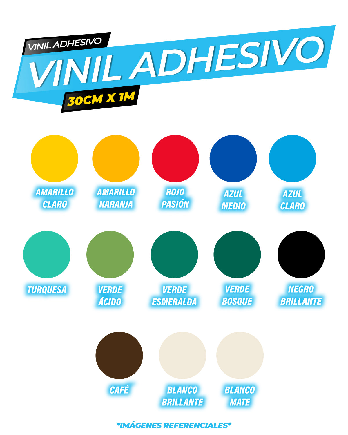 Vinil adhesivo 30cm x 1mt - Basico