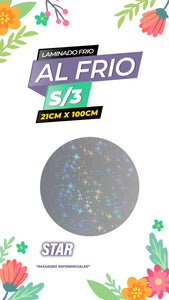 Laminado frio holográfico STAR / 21CM X100CM